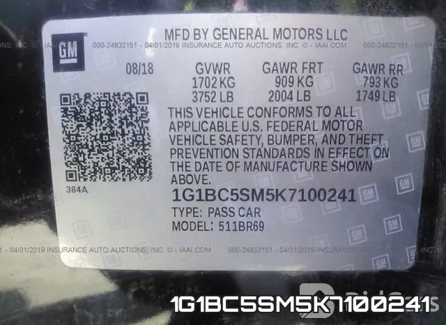 1G1BC5SM5K7100241 фото 10