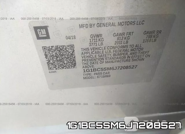 1G1BC5SM6J7208527 фото 10
