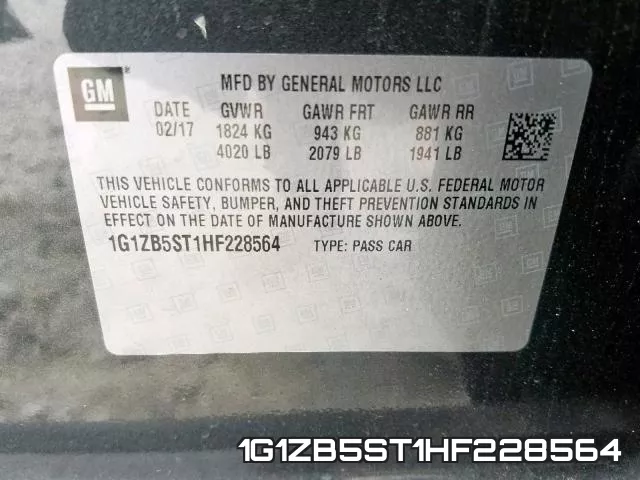 1G1ZB5ST1HF228564 фото 2