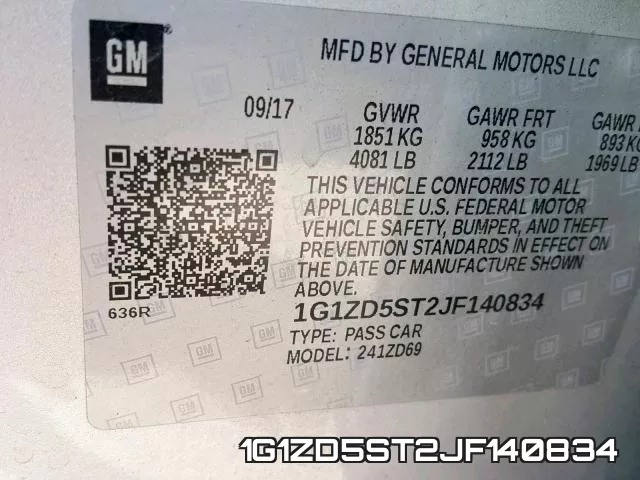 1G1ZD5ST2JF140834 фото 2