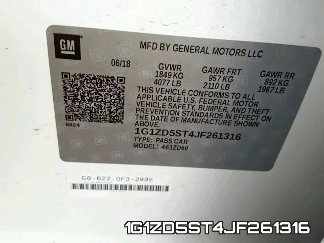 1G1ZD5ST4JF261316 фото 2