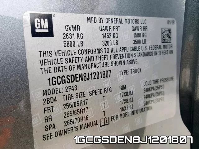 1GCGSDEN8J1201807 фото 2