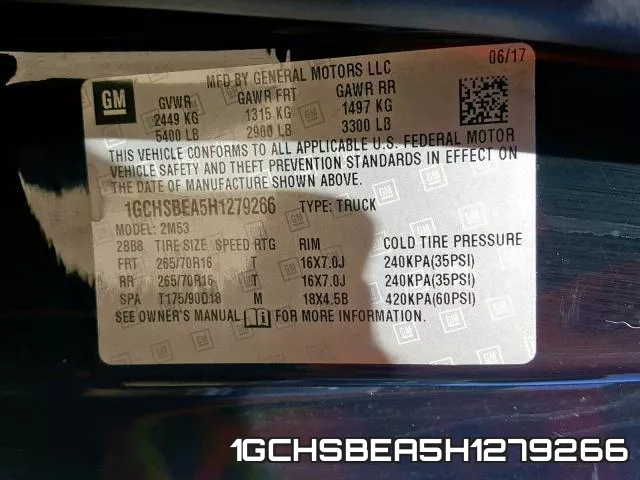 1GCHSBEA5H1279266 фото 2