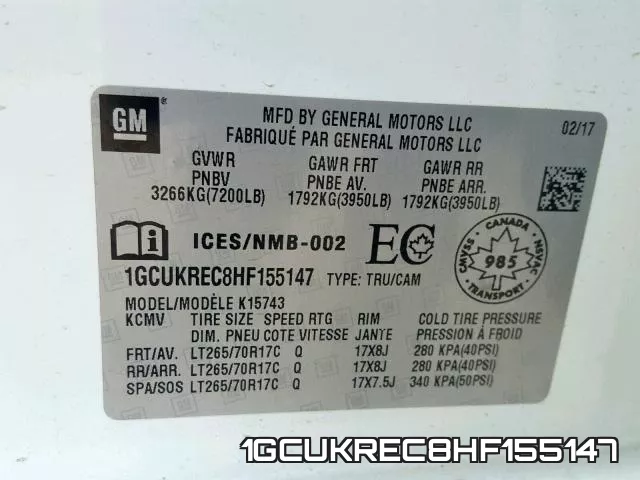 1GCUKREC8HF155147 фото 2