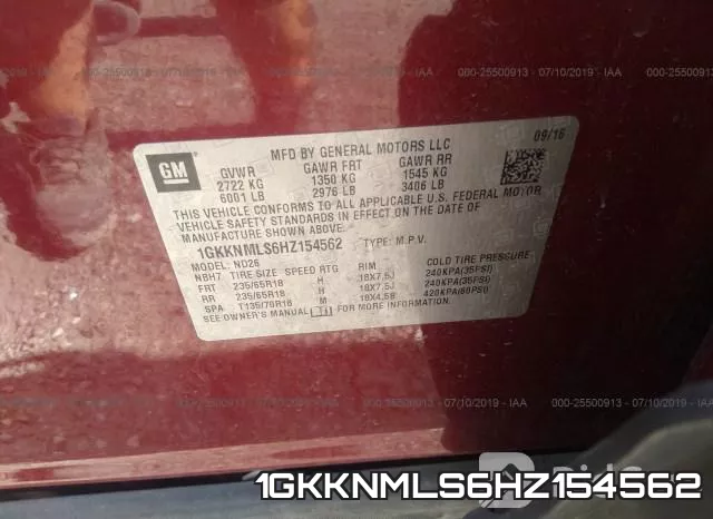 1GKKNMLS6HZ154562 фото 10