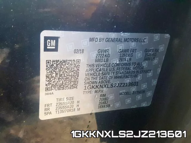 1GKKNXLS2JZ213601 фото 2