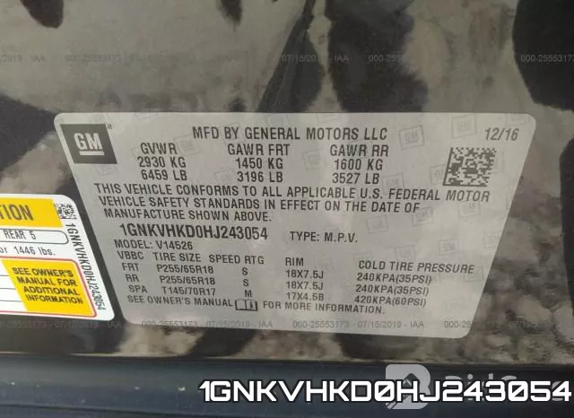 1GNKVHKD0HJ243054 фото 10