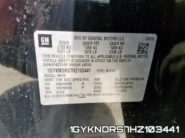 1GYKNDRS7HZ103441 фото 2