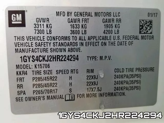 1GYS4CKJ2HR224294 фото 2