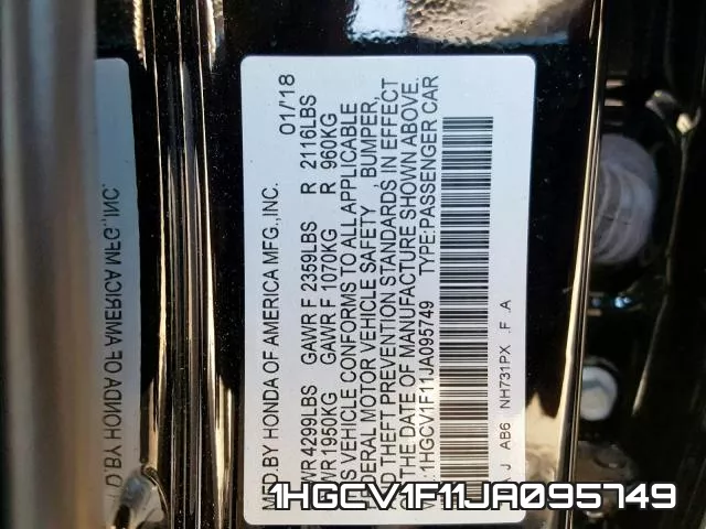 1HGCV1F11JA095749 фото 2