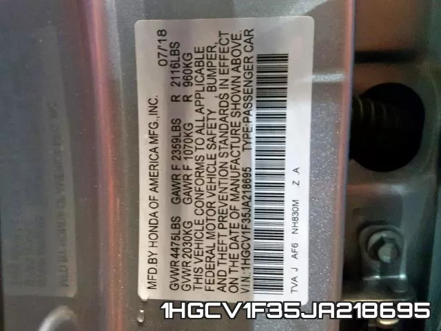 1HGCV1F35JA218695 фото 2