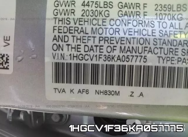 1HGCV1F36KA057775 фото 10