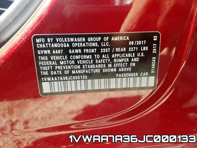 1VWAA7A36JC000133 фото 2