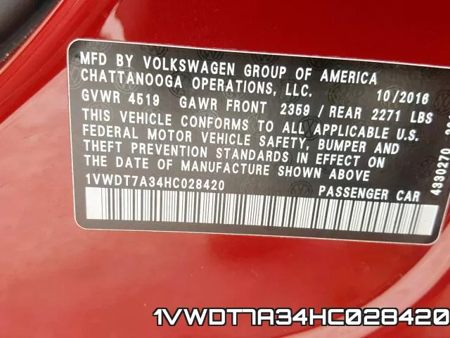 1VWDT7A34HC028420 фото 2