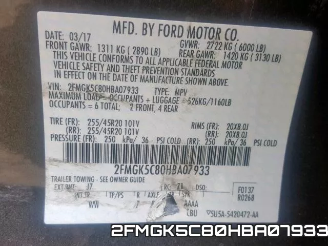 2FMGK5C80HBA07933 фото 2
