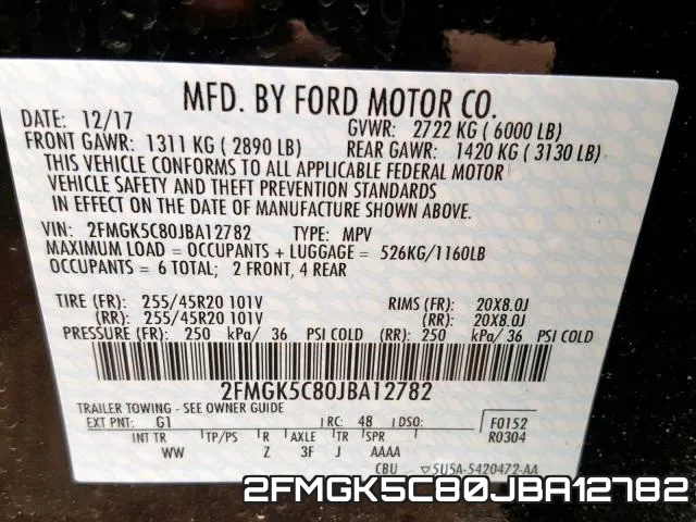 2FMGK5C80JBA12782 фото 2