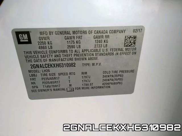 2GNALCEKXH6310982 фото 2
