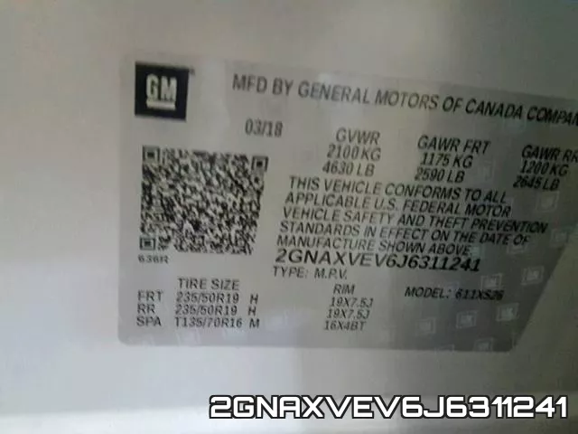 2GNAXVEV6J6311241 фото 2