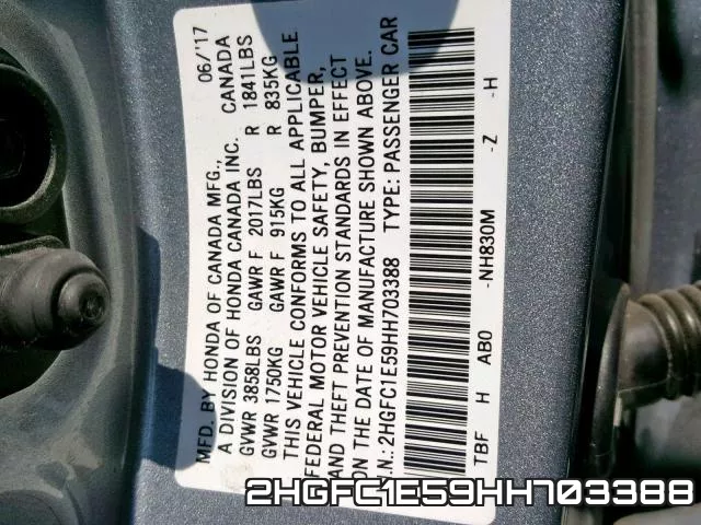 2HGFC1E59HH703388 фото 2