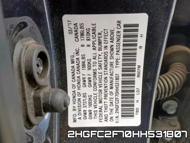 2HGFC2F70HH531807 фото 2