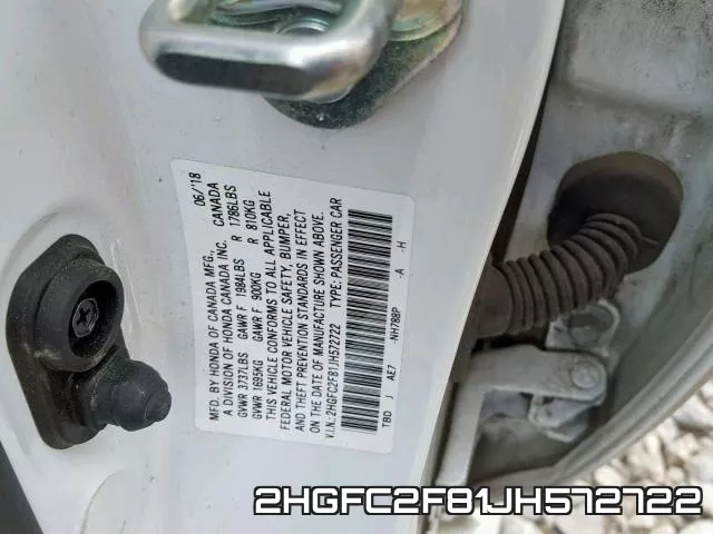 2HGFC2F81JH572722 фото 2