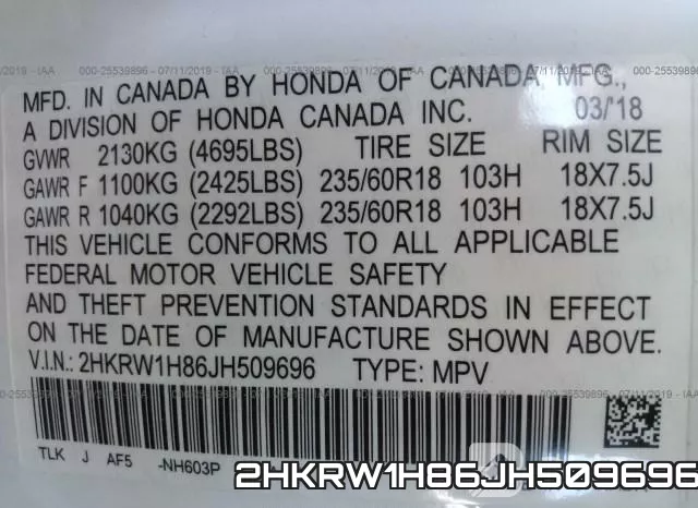 2HKRW1H86JH509696 фото 10