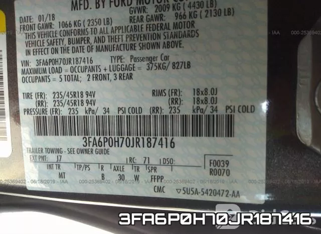 3FA6P0H70JR187416 фото 9