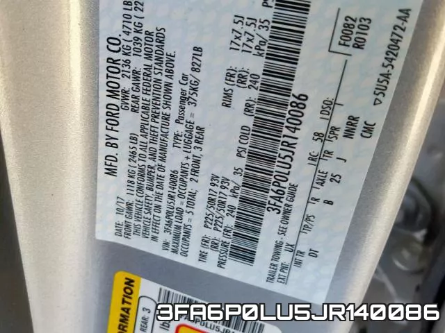 3FA6P0LU5JR140086 фото 2