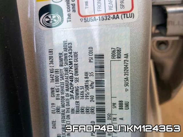 3FADP4BJ7KM124363 фото 2