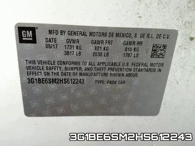 3G1BE6SM2HS612243 фото 2