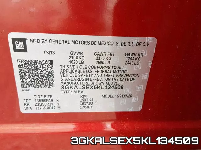 3GKALSEX5KL134509 фото 2