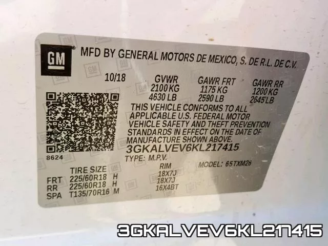 3GKALVEV6KL217415 фото 2