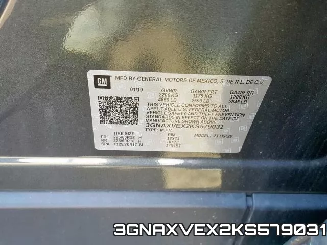 3GNAXVEX2KS579031 фото 2