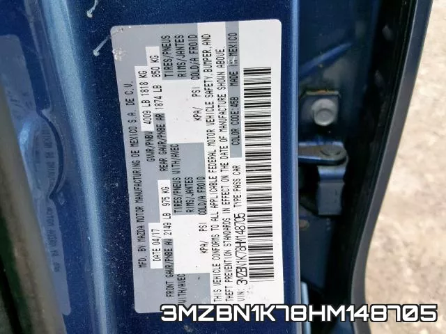 3MZBN1K78HM148705 фото 2
