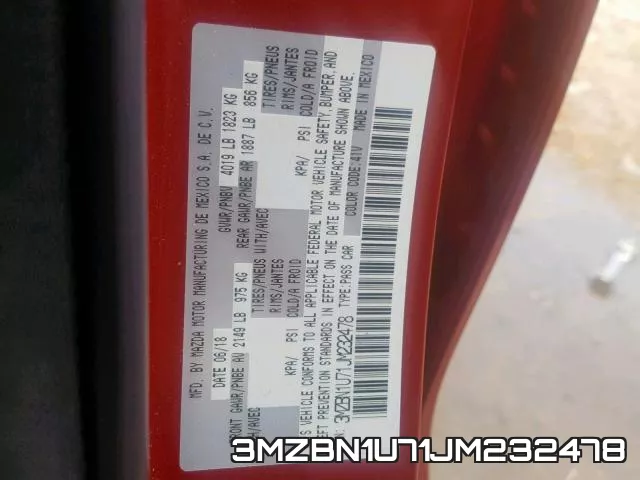 3MZBN1U71JM232478 фото 2