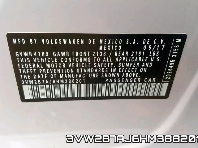 3VW2B7AJ6HM388201 фото 2