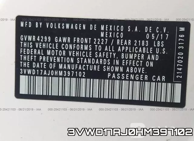 3VWD17AJ0HM397102 фото 10