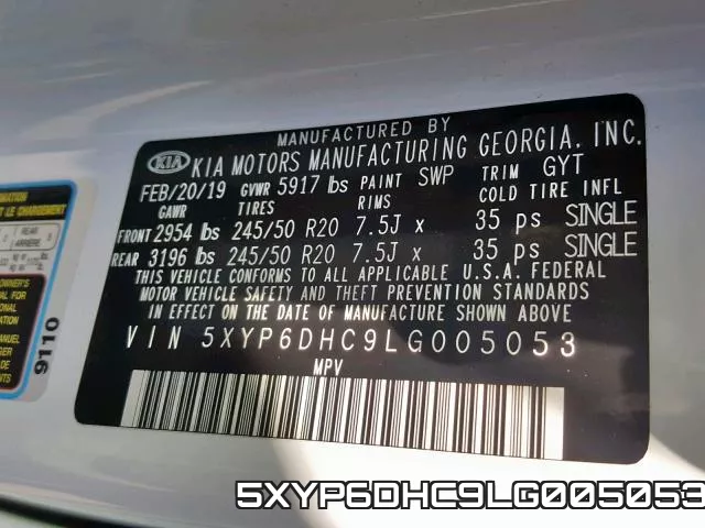 5XYP6DHC9LG005053 фото 2