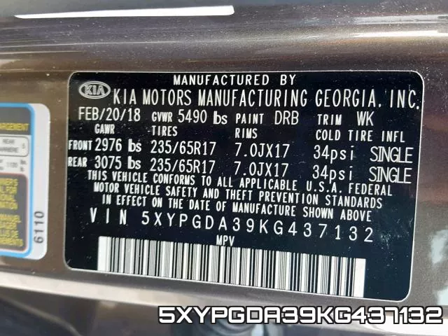5XYPGDA39KG437132 фото 2