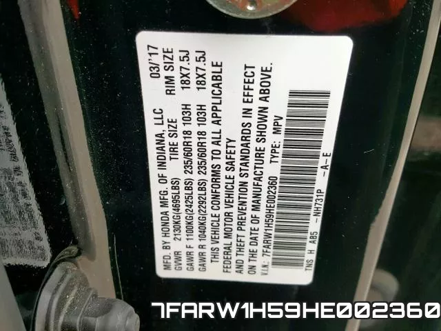 7FARW1H59HE002360 фото 2