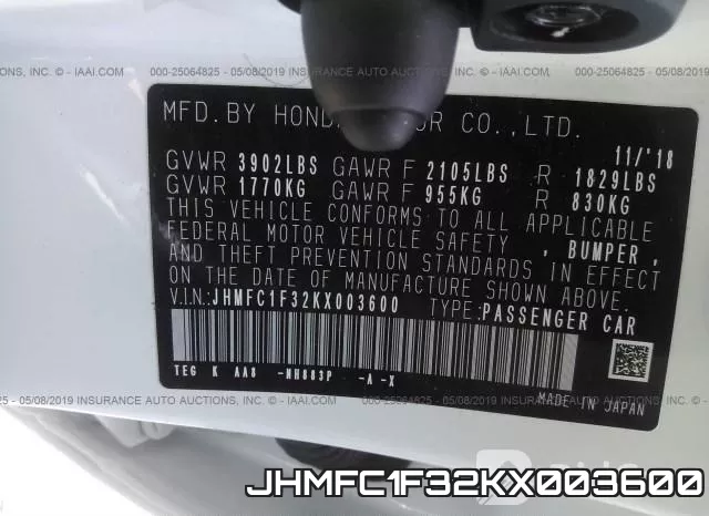 JHMFC1F32KX003600 фото 10