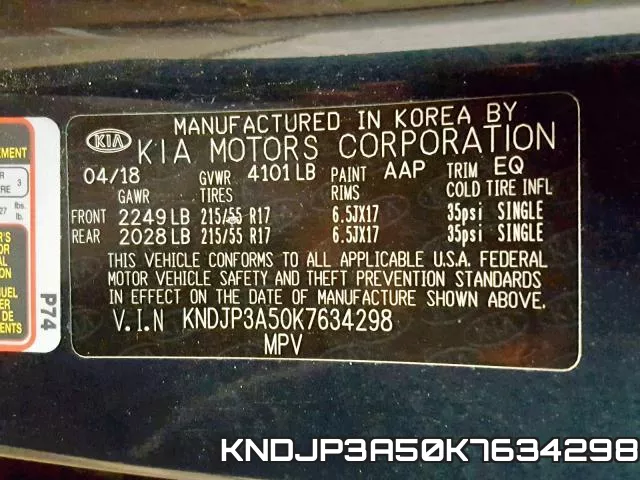 KNDJP3A50K7634298 фото 2