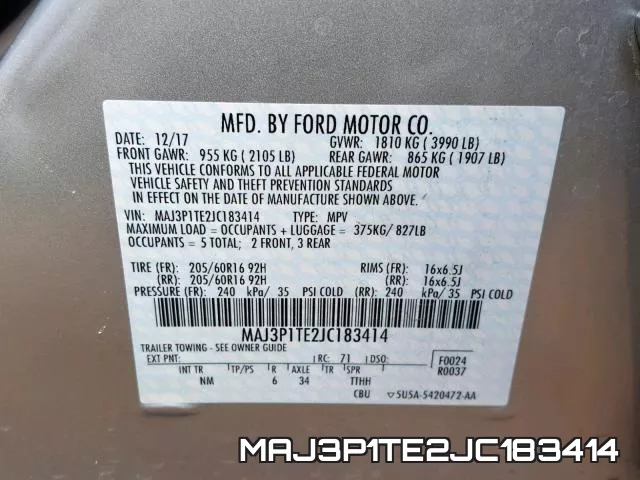 MAJ3P1TE2JC183414 фото 2