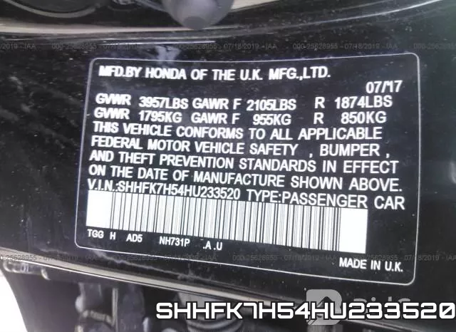 SHHFK7H54HU233520 фото 10