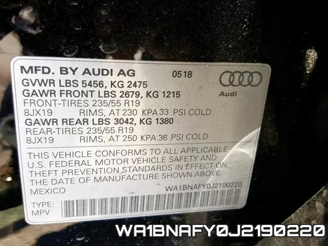 WA1BNAFY0J2190220 фото 2