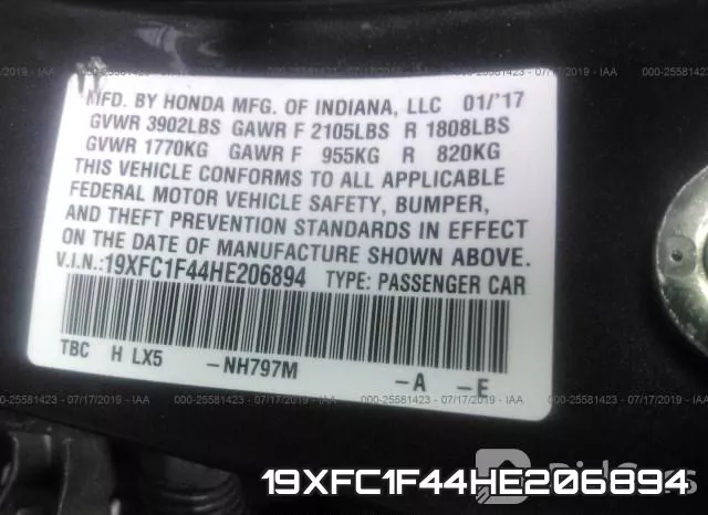 19XFC1F44HE206894 фото 10
