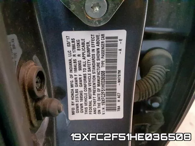 19XFC2F51HE036508 фото 2
