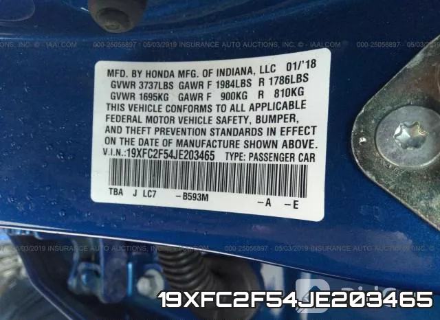 19XFC2F54JE203465 фото 10