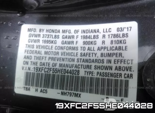 19XFC2F55HE044028 фото 10