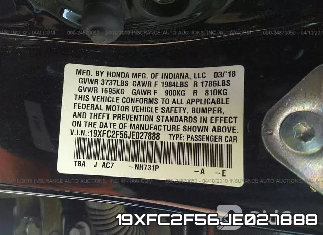 19XFC2F56JE027888 фото 9